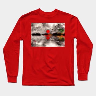 Red sunset abstract painting Long Sleeve T-Shirt